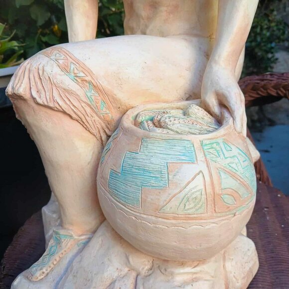 Vintage Continental Studios Native American Indian Woman Chalkware Sculpture - Picture 9 of 13